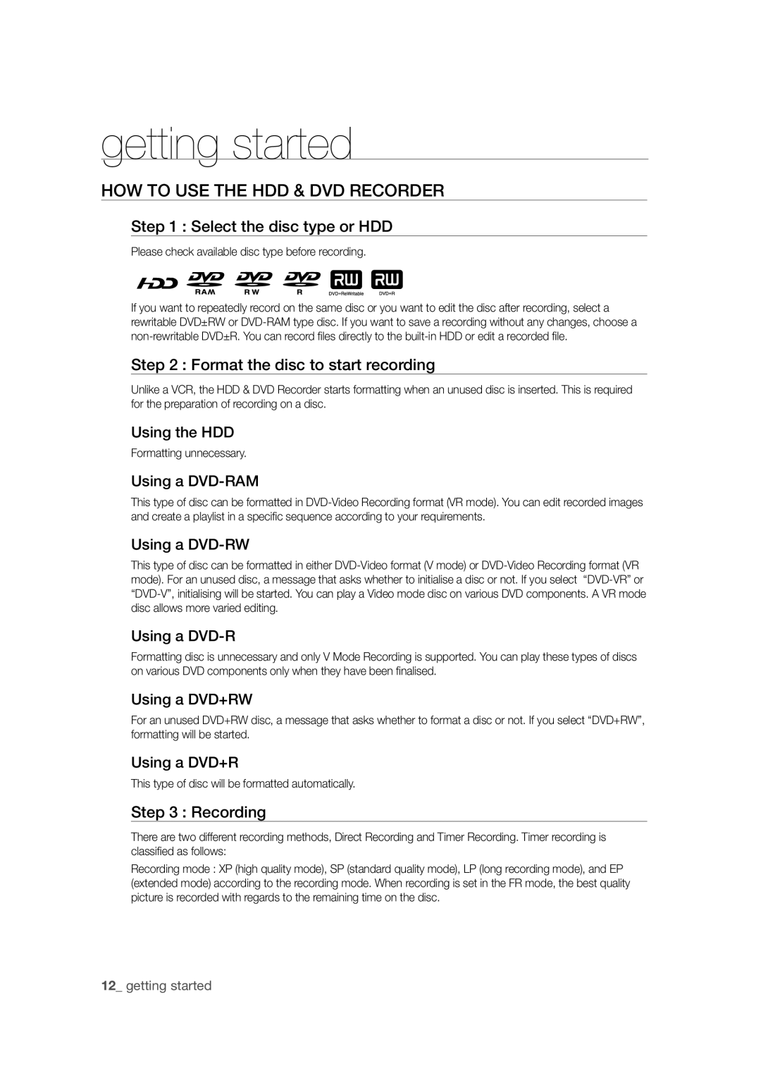 Samsung DVD-SH871M/XEU manual HOW to USE the HDD & DVD Recorder 