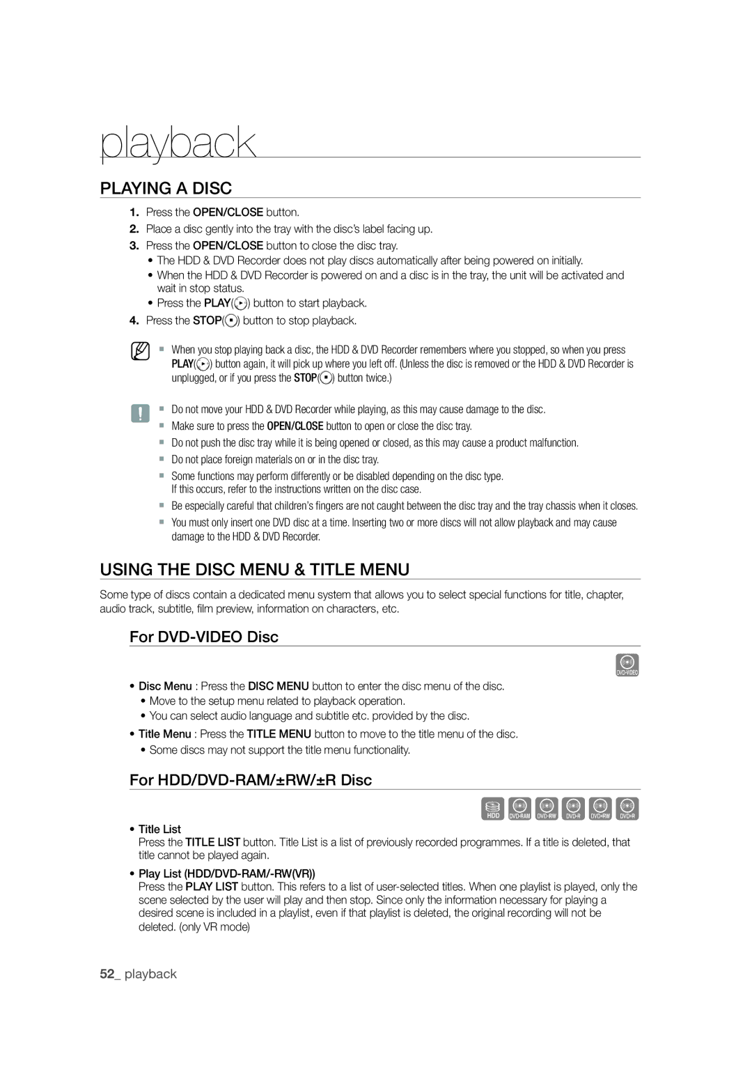 Samsung DVD-SH871M/XEU manual Sxcvkl, Playing a Disc, Using the Disc Menu & Title Menu, For DVD-VIDEO Disc 