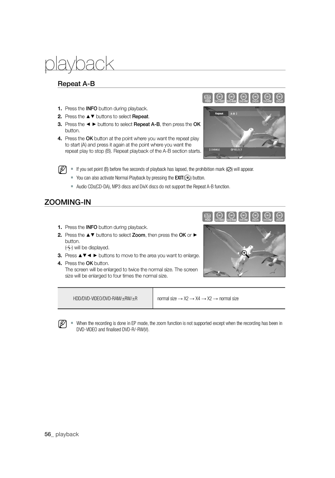 Samsung DVD-SH871M/XEU manual Szxcvkl, Zooming-In, Repeat A-B 