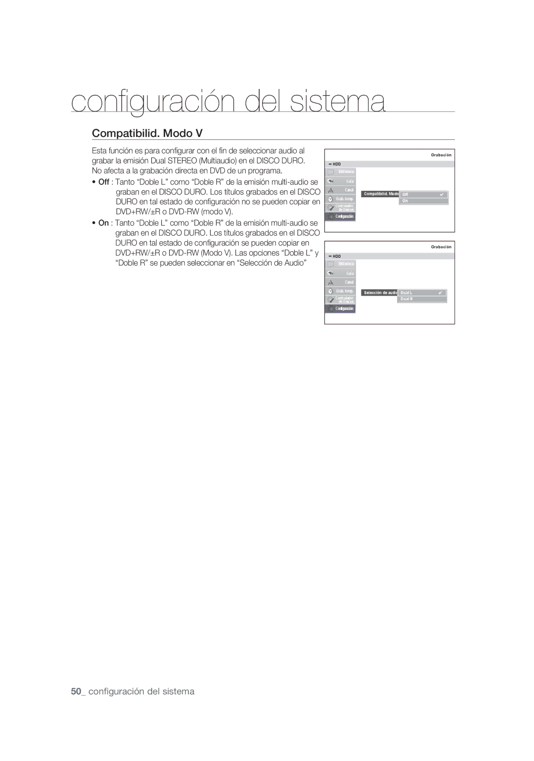 Samsung DVD-SH873/XEC, DVD-SH873/XEF, DVD-SH875/XEC manual Compatibilid. Modo 