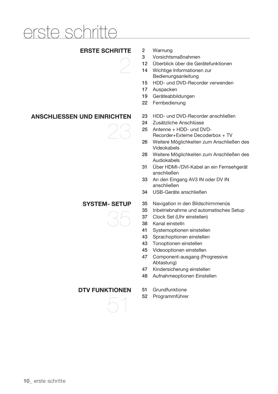 Samsung DVD-SH873/EDC manual Warnung, Vorsichtsmaßnahmen, Überblick über die Gerätefunktionen, Wichtige Informationen zur 