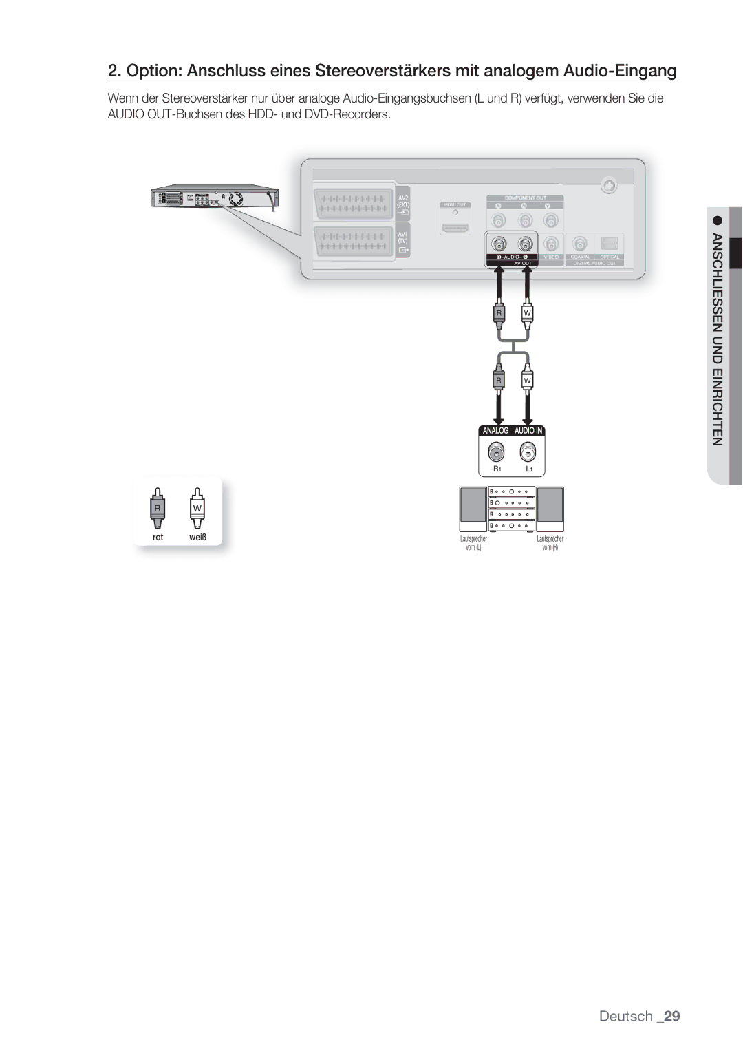 Samsung DVD-SH873/XET, DVD-SH873/XEG, DVD-SH873/EDC, DVD-SH873/XEF manual Rot Weiß 