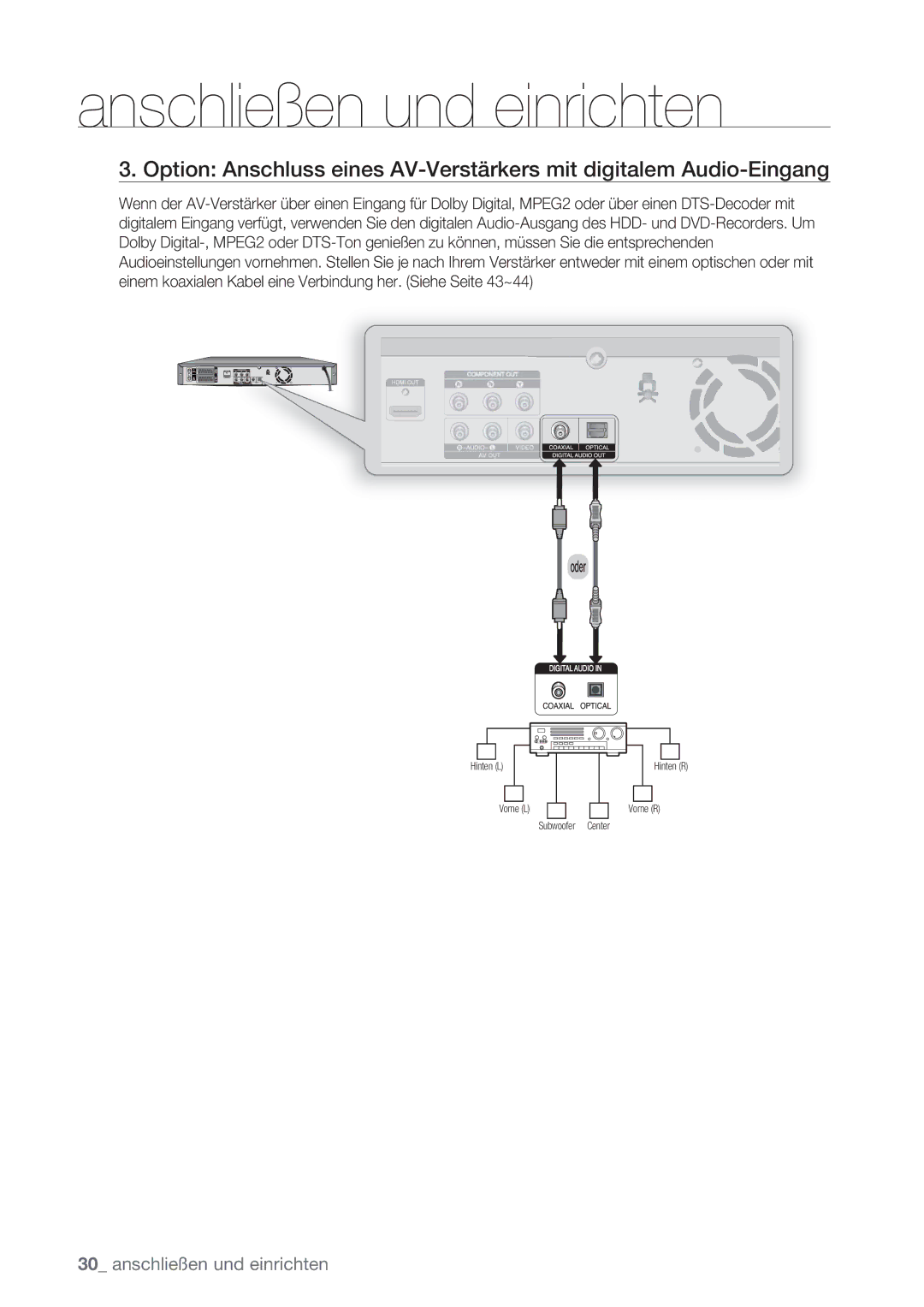 Samsung DVD-SH873/EDC, DVD-SH873/XEG, DVD-SH873/XET, DVD-SH873/XEF manual Oder 