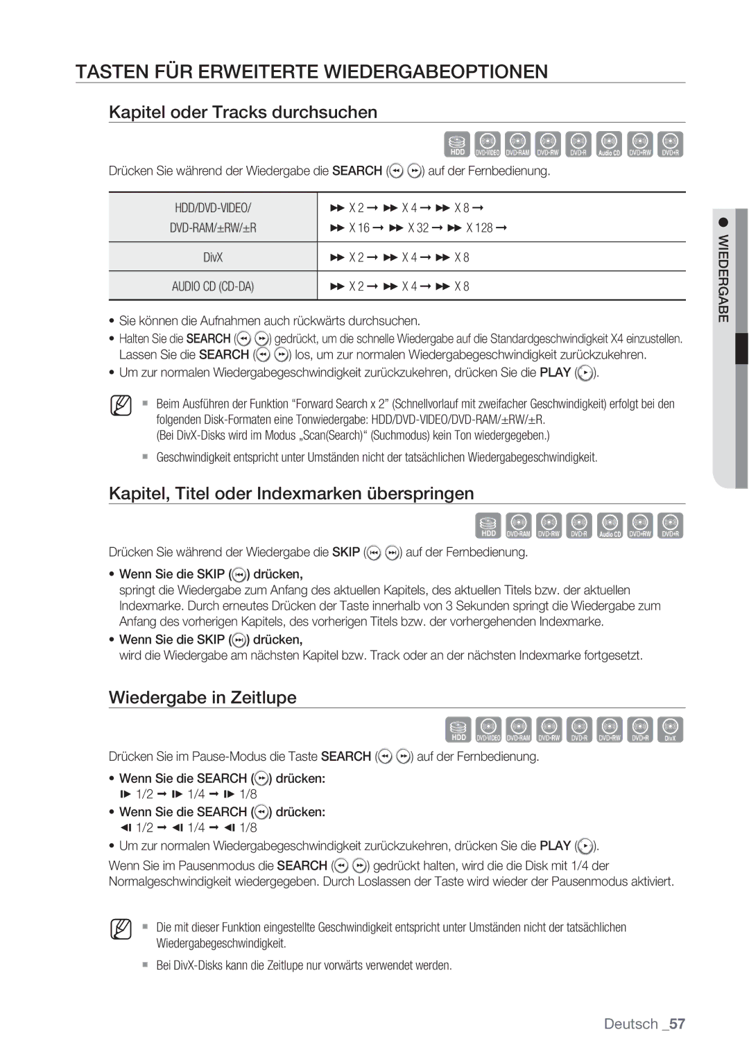 Samsung DVD-SH873/XET, DVD-SH873/XEG, DVD-SH873/EDC Szxcv KL, Sxcv KL, Szxcvkld, Tasten FÜR Erweiterte Wiedergabeoptionen 