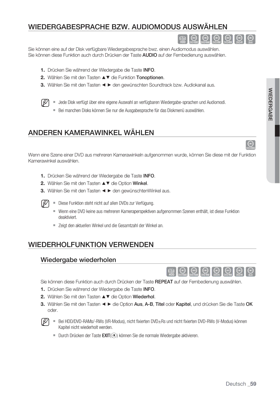 Samsung DVD-SH873/XEF, DVD-SH873/XEG Szxckld, Wiedergabesprache BZW. Audiomodus Auswählen, Anderen Kamerawinkel Wählen 