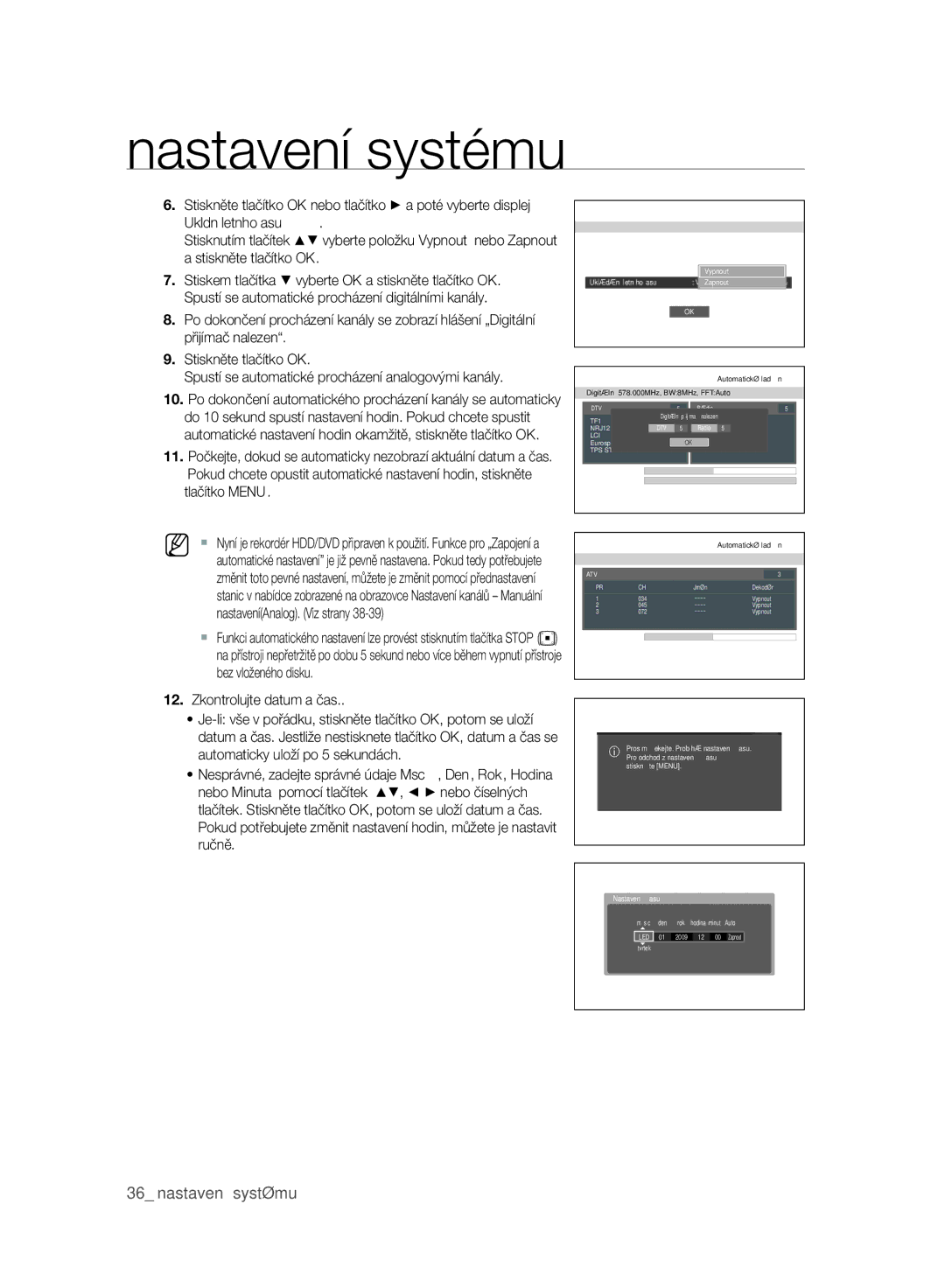 Samsung DVD-SH893A/EDC, DVD-SH897A/EDC, DVD-SH895A/EDC manual Nastavení systému 