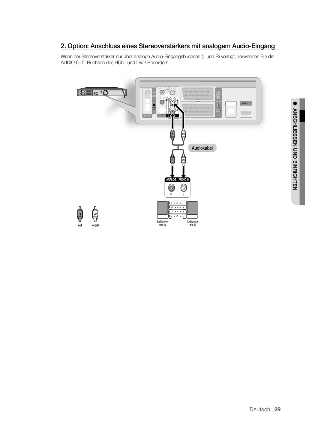 Samsung DVD-SH893A/XEF, DVD-SH893A/XEG, DVD-SH893A/EDC, DVD-SH895A/XEG, DVD-SH895A/XEF manual Rot Weiß 