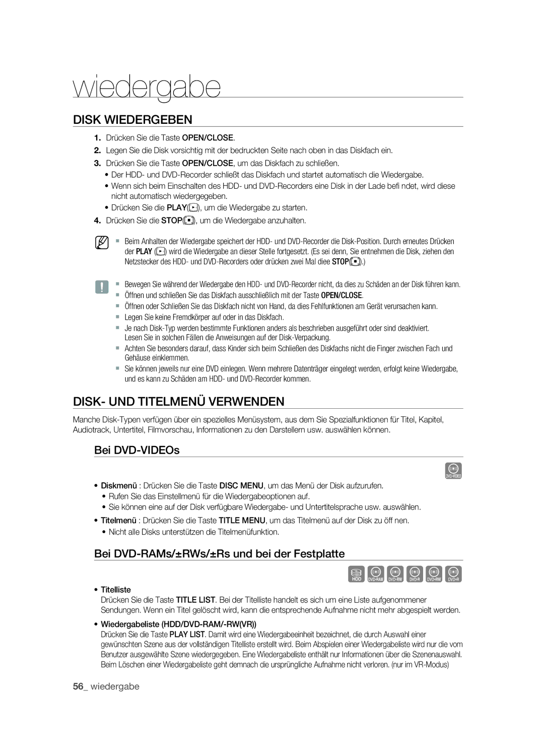 Samsung DVD-SH893A/EDC, DVD-SH893A/XEG manual Sxcvkl, Disk Wiedergeben, DISK- UND Titelmenü Verwenden, Bei DVD-VIDEOs 