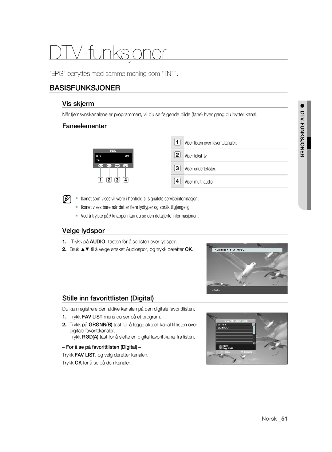 Samsung DVD-SH895/XEE, DVD-SH893/XEE manual Basisfunksjoner 