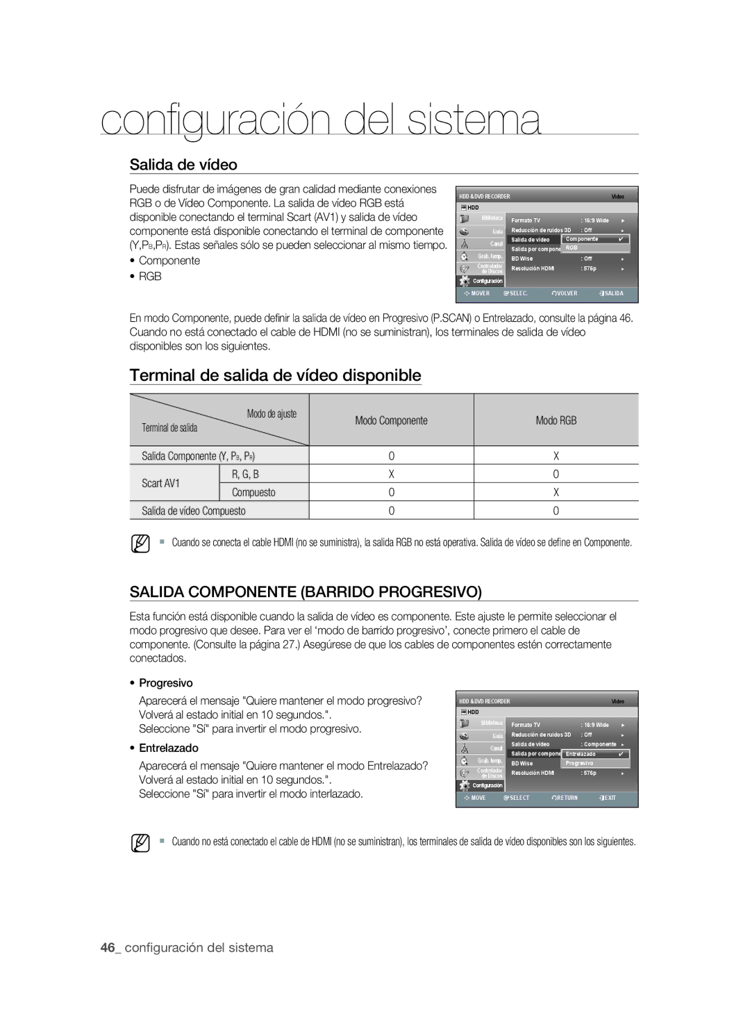 Samsung DVD-SH893A/XEF, DVD-SH895A/XEF, DVD-SH893A/XEC, DVD-SH895A/XEC, DVD-SH897A/XEC manual Salida de vídeo, Rgb 