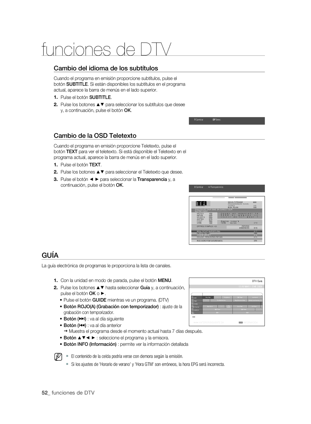 Samsung DVD-SH893A/XEC, DVD-SH895A/XEF manual Guía, Cambio del idioma de los subtítulos, Cambio de la OSD Teletexto 