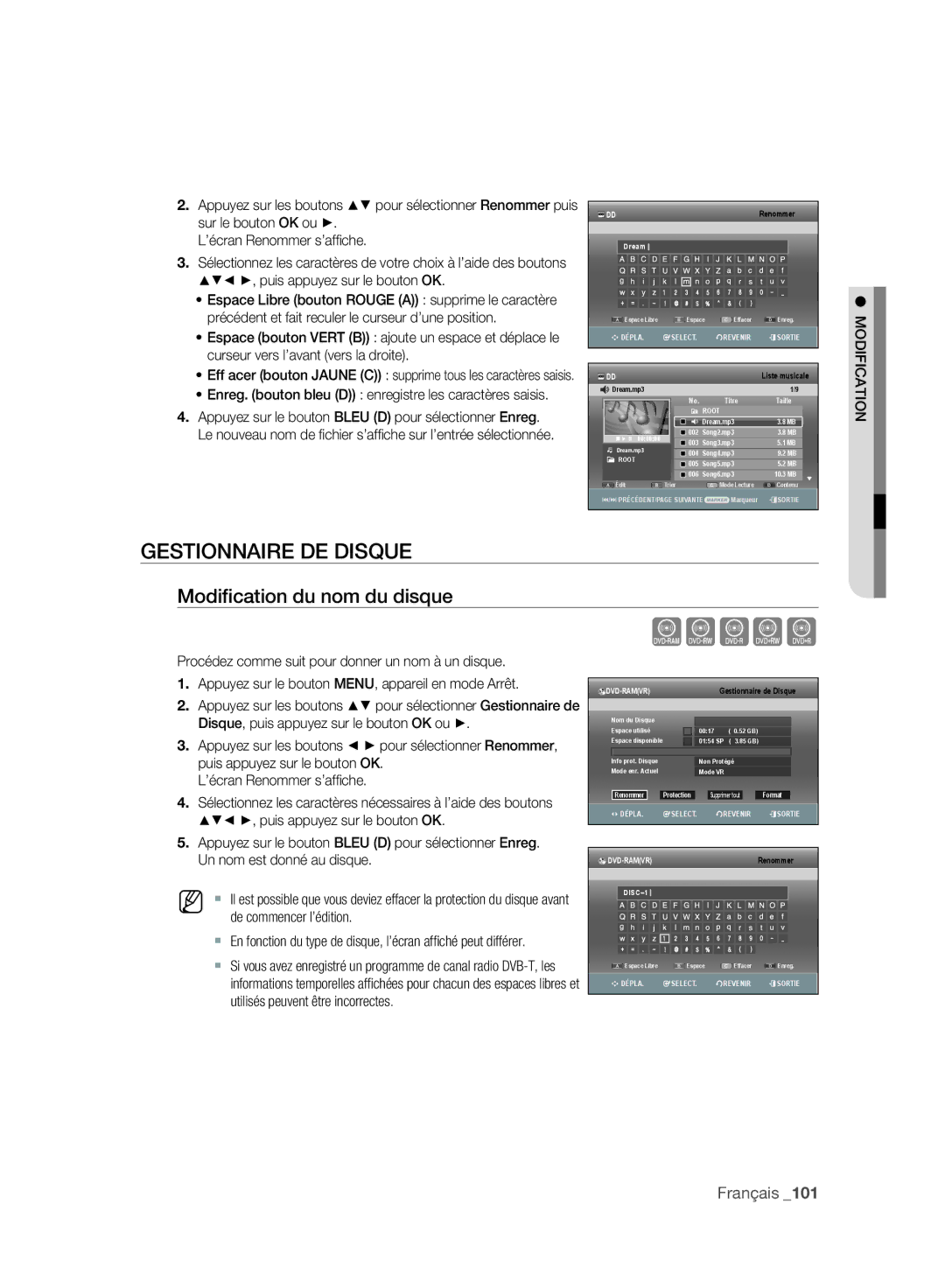 Samsung DVD-SH897A/XEF, DVD-SH895A/XEF, DVD-SH893A/XEF manual Sur le bouton OK ou, Puis appuyez sur le bouton OK 