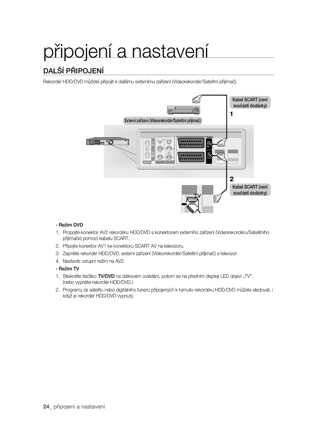 Samsung DVD-SH895/XEF, DVD-SH893/EDC, DVD-SH895/EDC manual Další Připojení, Externí zařízení Videorekordér/Satelitní přijímač 