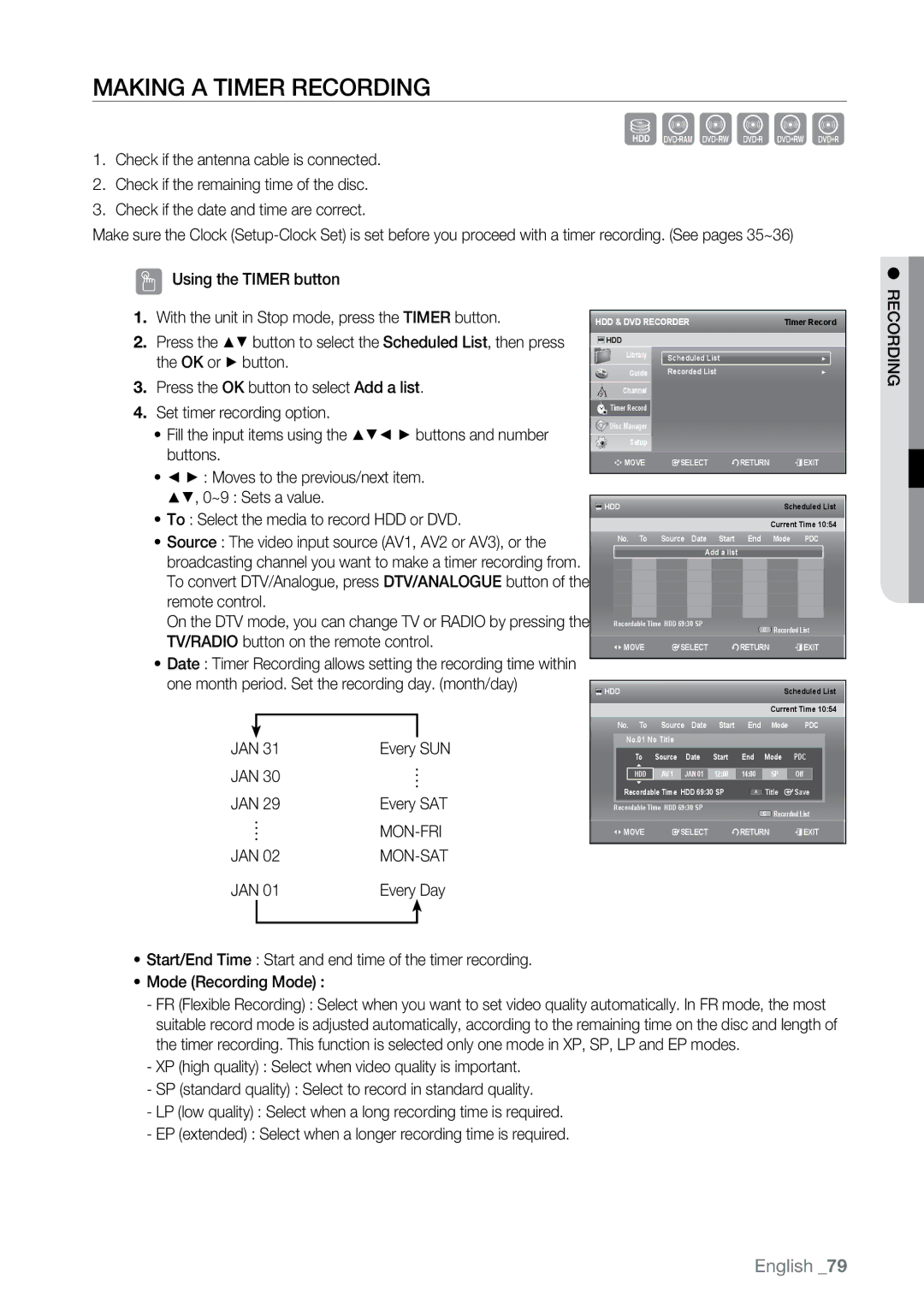 Samsung DVD-SH895M ~ Source The video input source AV1, AV2 or AV3, or, TV/RADIO button on the remote control, Jan 