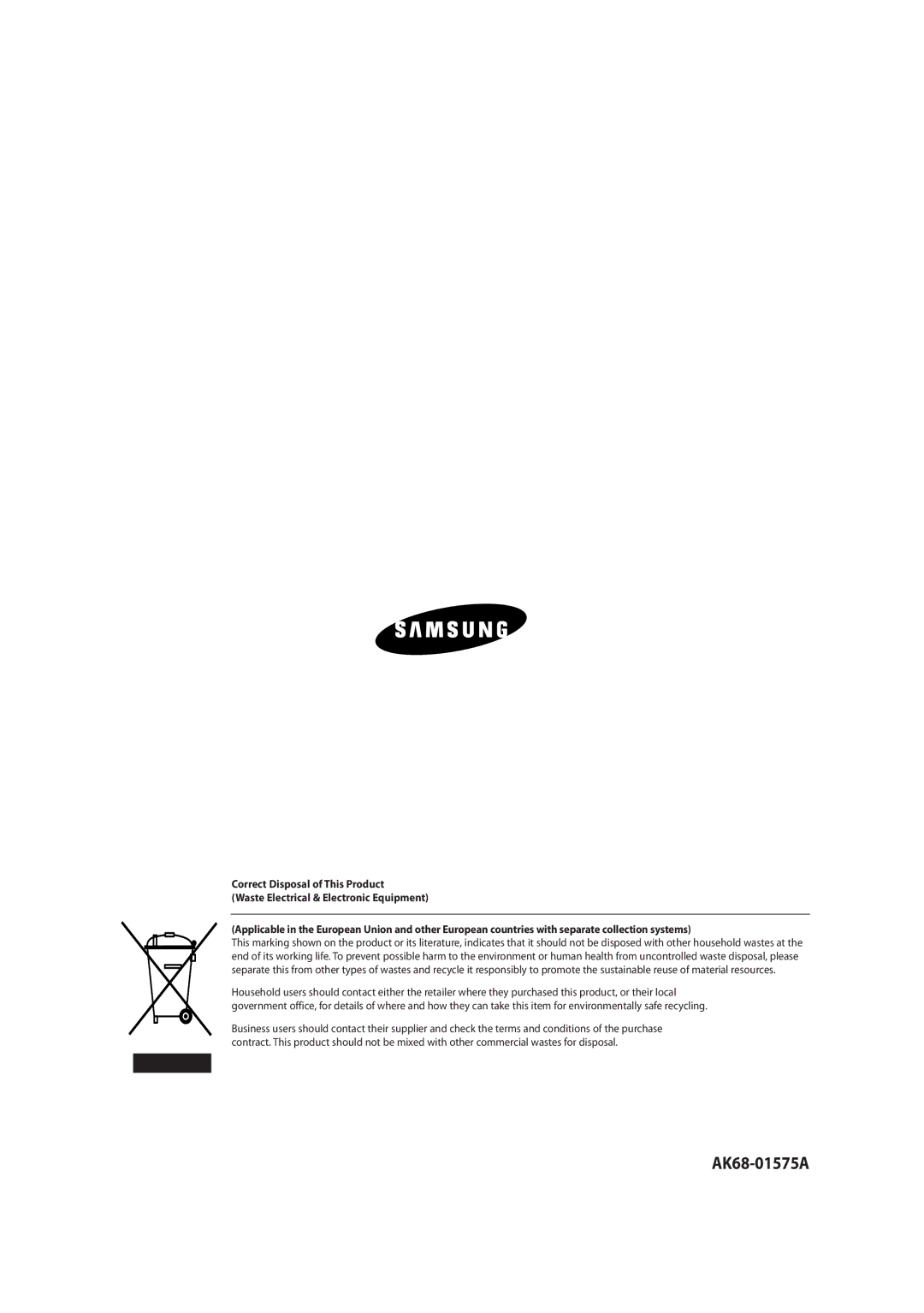 Samsung DVD-SR270M/XEU manual AK68-01575A 