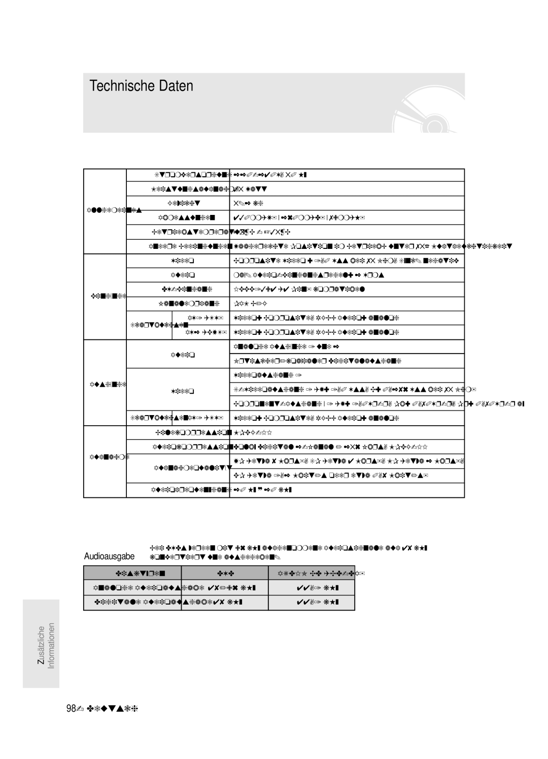 Samsung DVD-SR420/XEG manual Technische Daten 