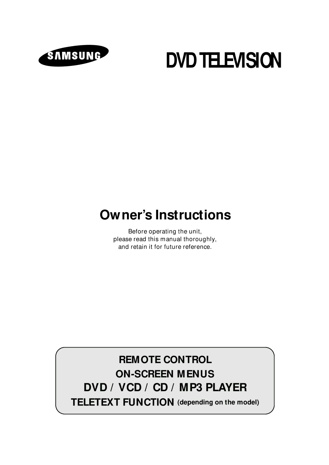 Samsung DVD Television manual 