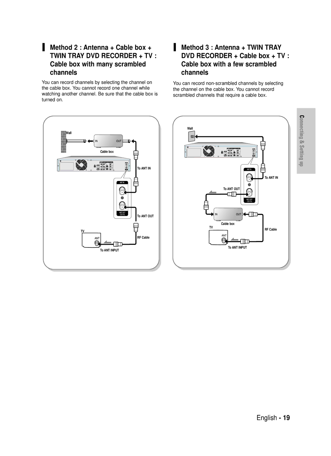 Samsung DVD-TR520 instruction manual Connecting & Setting up 