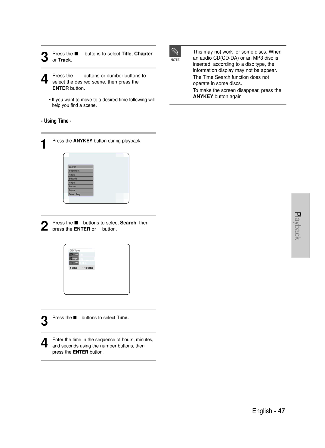 Samsung DVD-TR520 instruction manual Using Time 