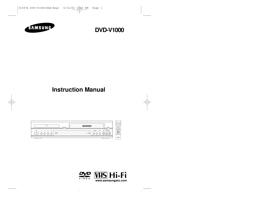 Samsung DVD-V1000 instruction manual 