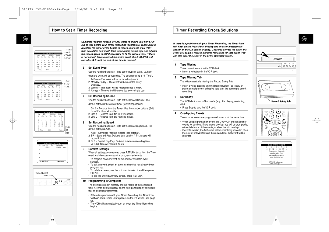 Samsung DVD-V1000 instruction manual Can also clear the event in the Event Summary screen 