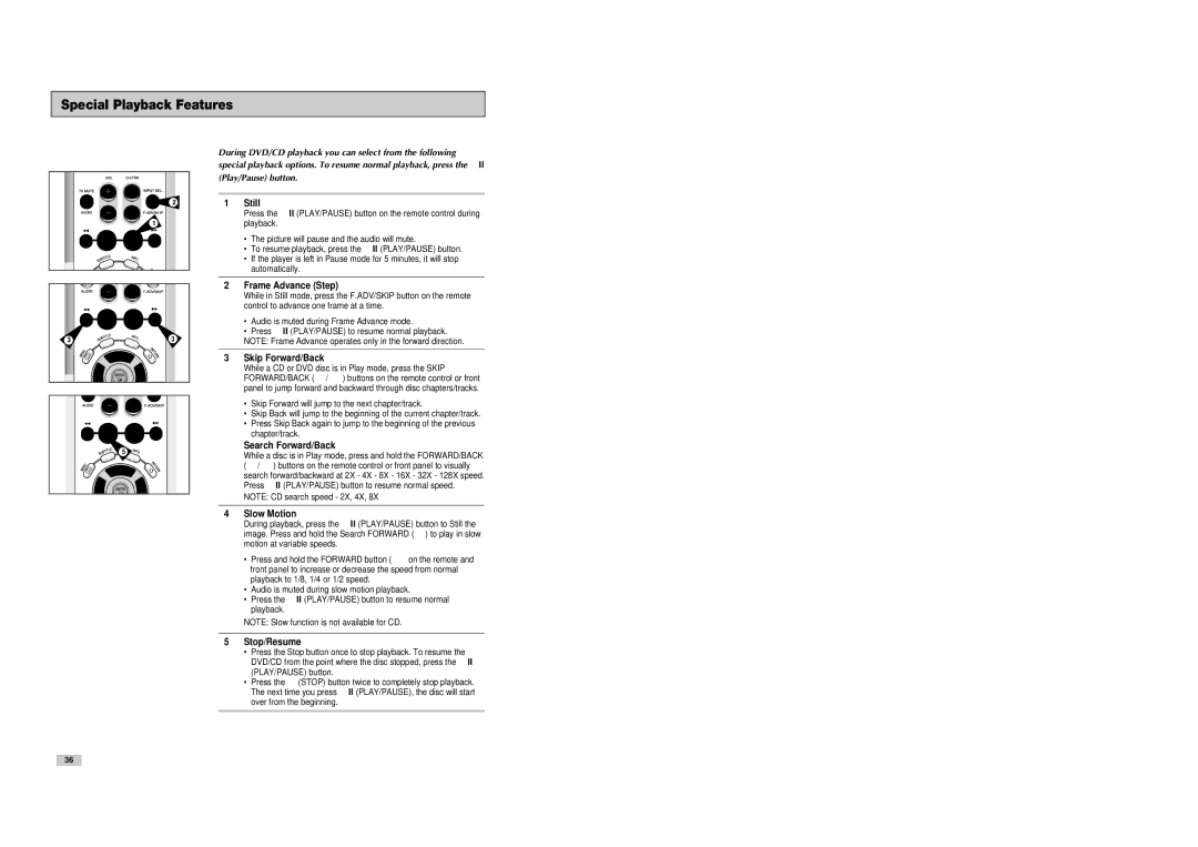 Samsung DVD-V3300 instruction manual Special Playback Features 