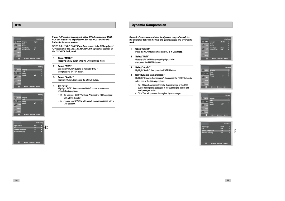 Samsung DVD-V3300 instruction manual Dynamic Compression 