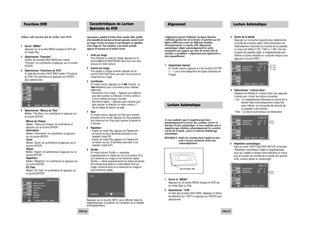 Samsung DVD-V4500 instruction manual Lecture Automatique, Utilisez cette fonction afin de vérifier votre DVD 