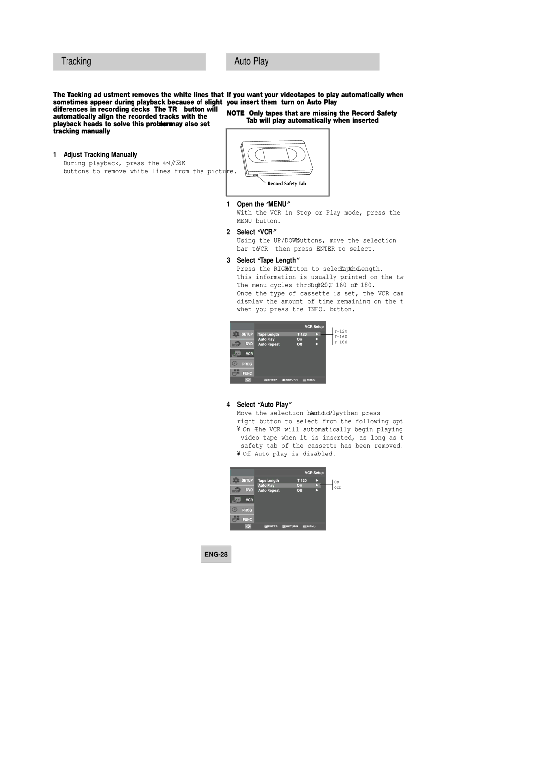 Samsung DVD-V4600 instruction manual Tracking Auto Play 