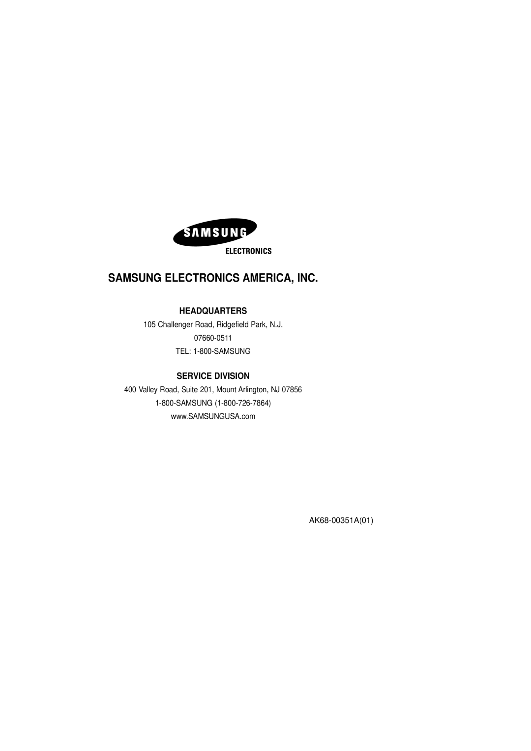 Samsung DVD-V4600 instruction manual Samsung Electronics AMERICA, INC 