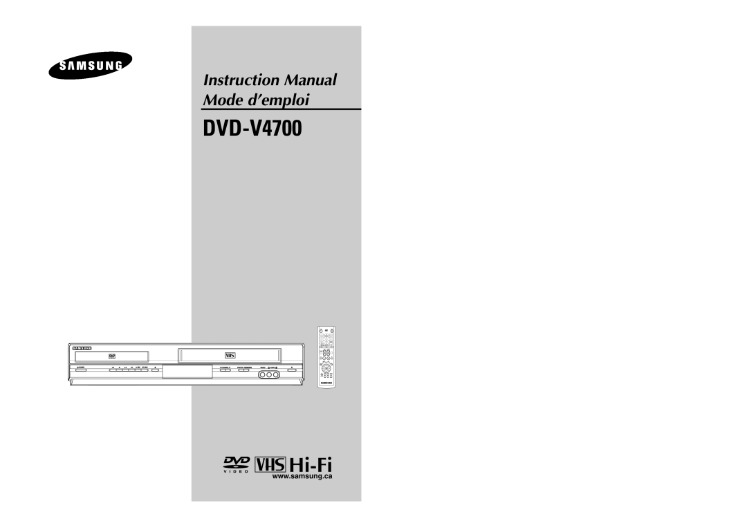 Samsung DVD-V4700 instruction manual Instruction Manual Mode d’emploi 