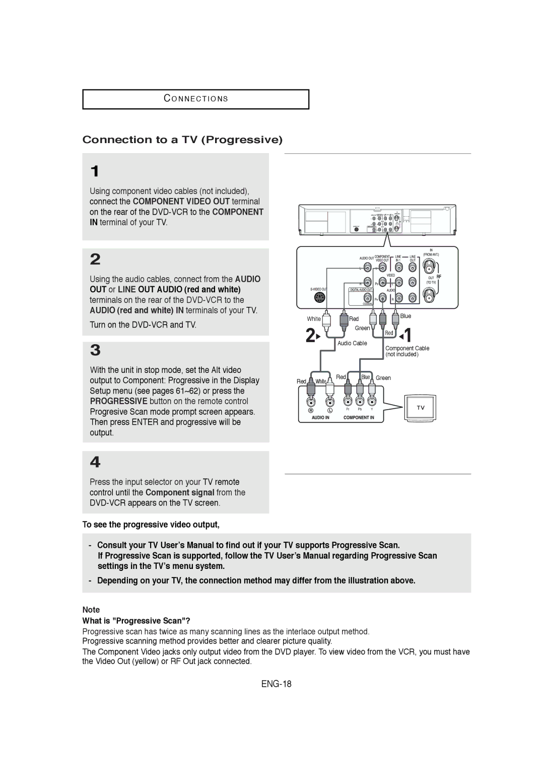 Samsung DVD-V5650B instruction manual Connection to a TV Progressive, What is Progressive Scan? 