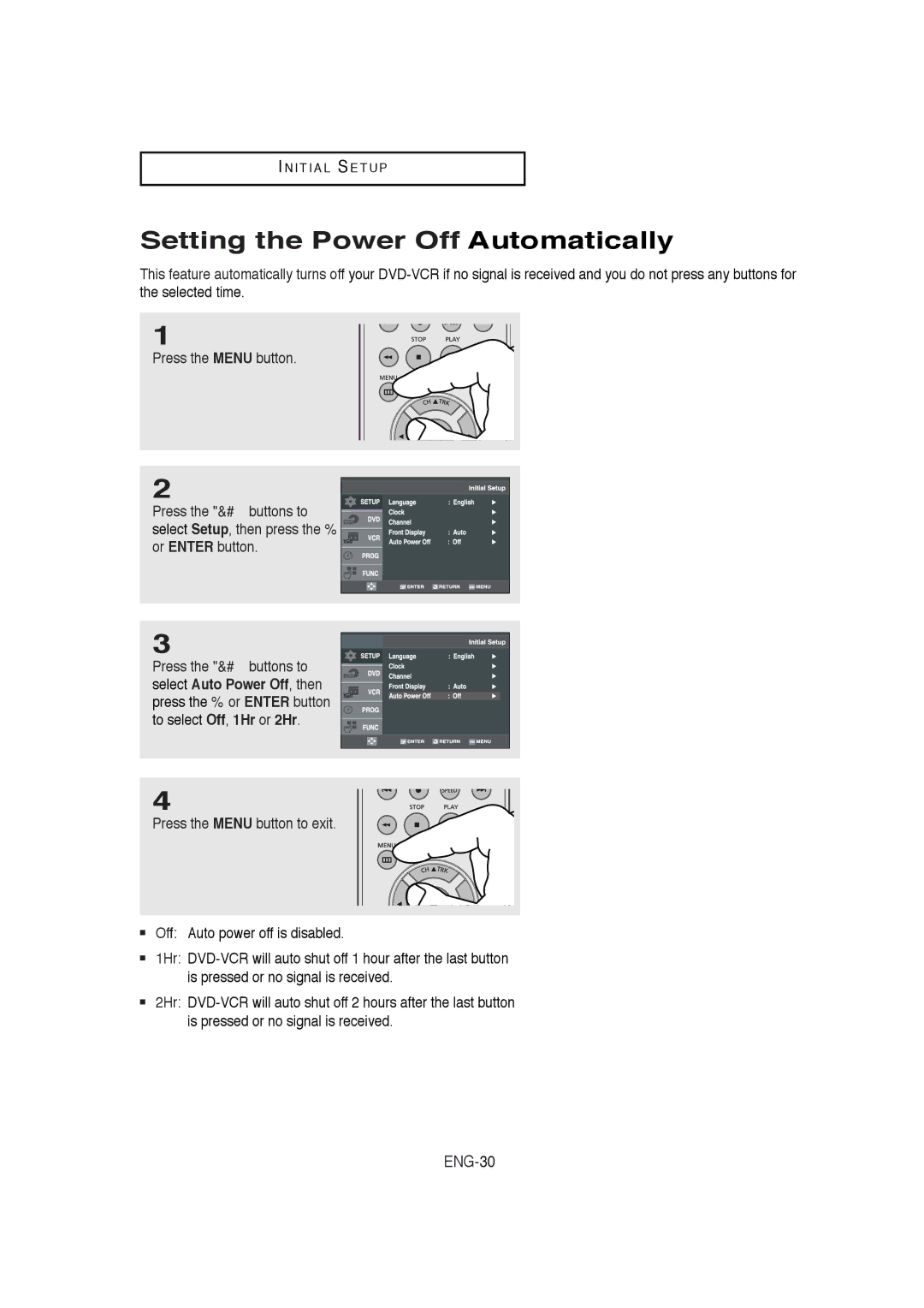 Samsung DVD-V5650B instruction manual Setting the Power Off Automatically 