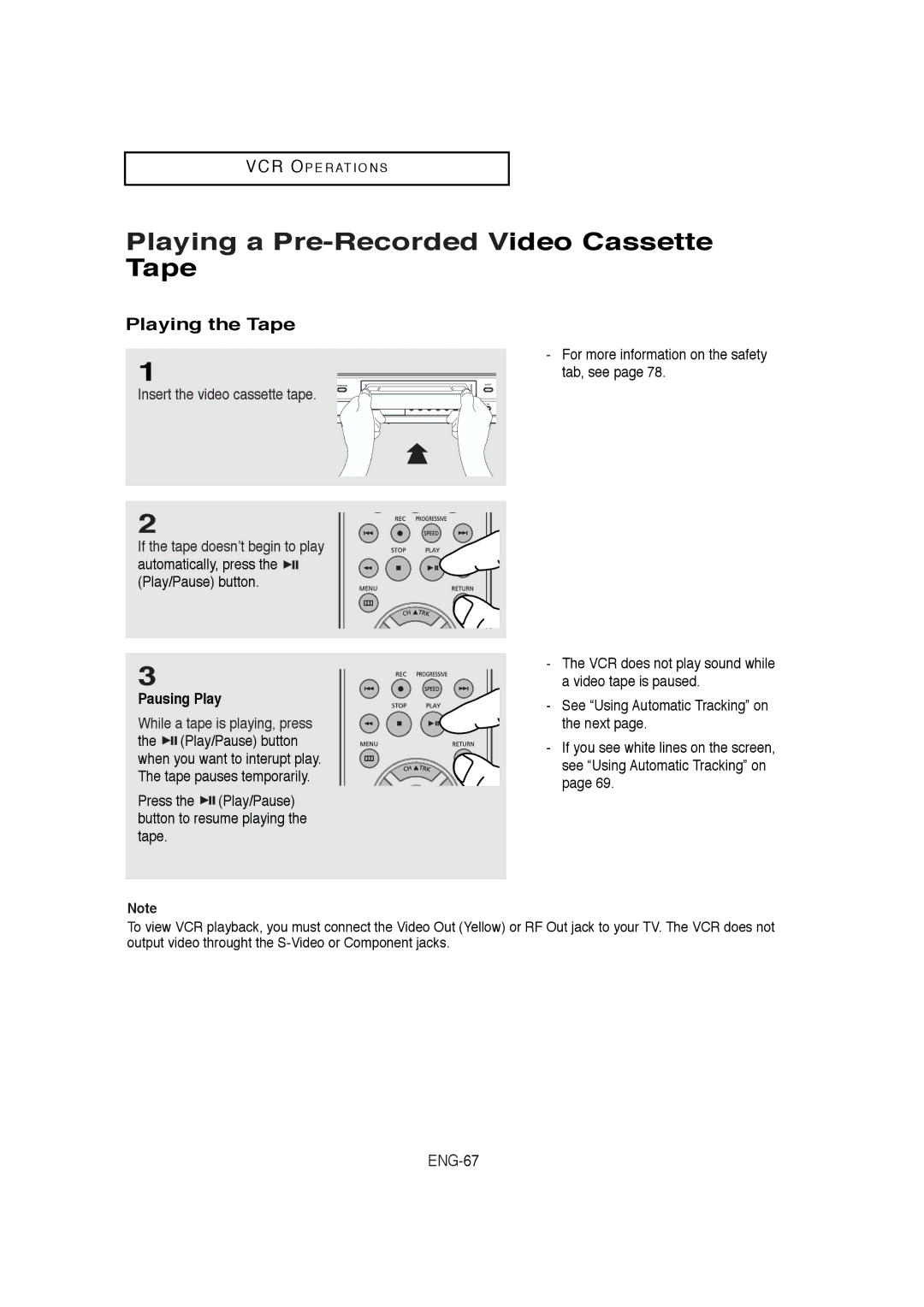 Samsung DVD-V5650B instruction manual Playing a Pre-Recorded Video Cassette, Playing the Tape 