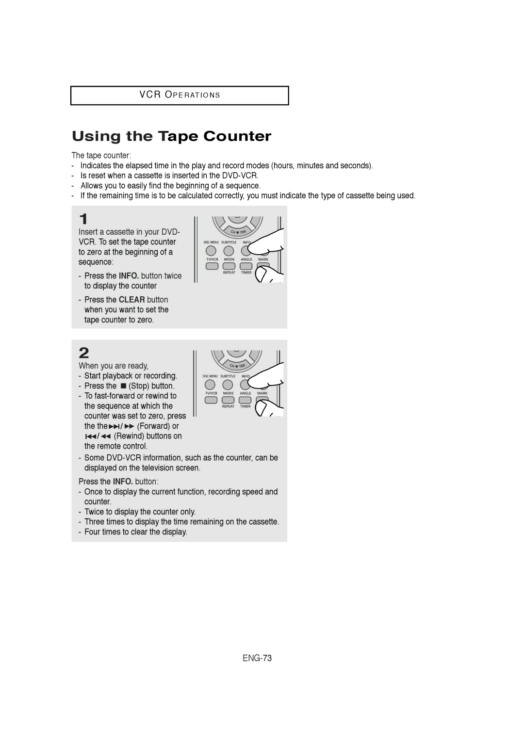 Samsung DVD-V5650B instruction manual Using the Tape Counter, Tape counter, When you are ready 