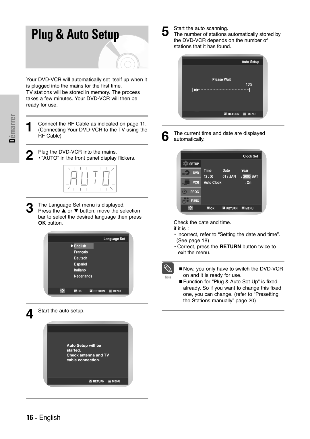 Samsung DVD-V5450, DVD-V6000, DVD-V6400 user manual Plug & Auto Setup 