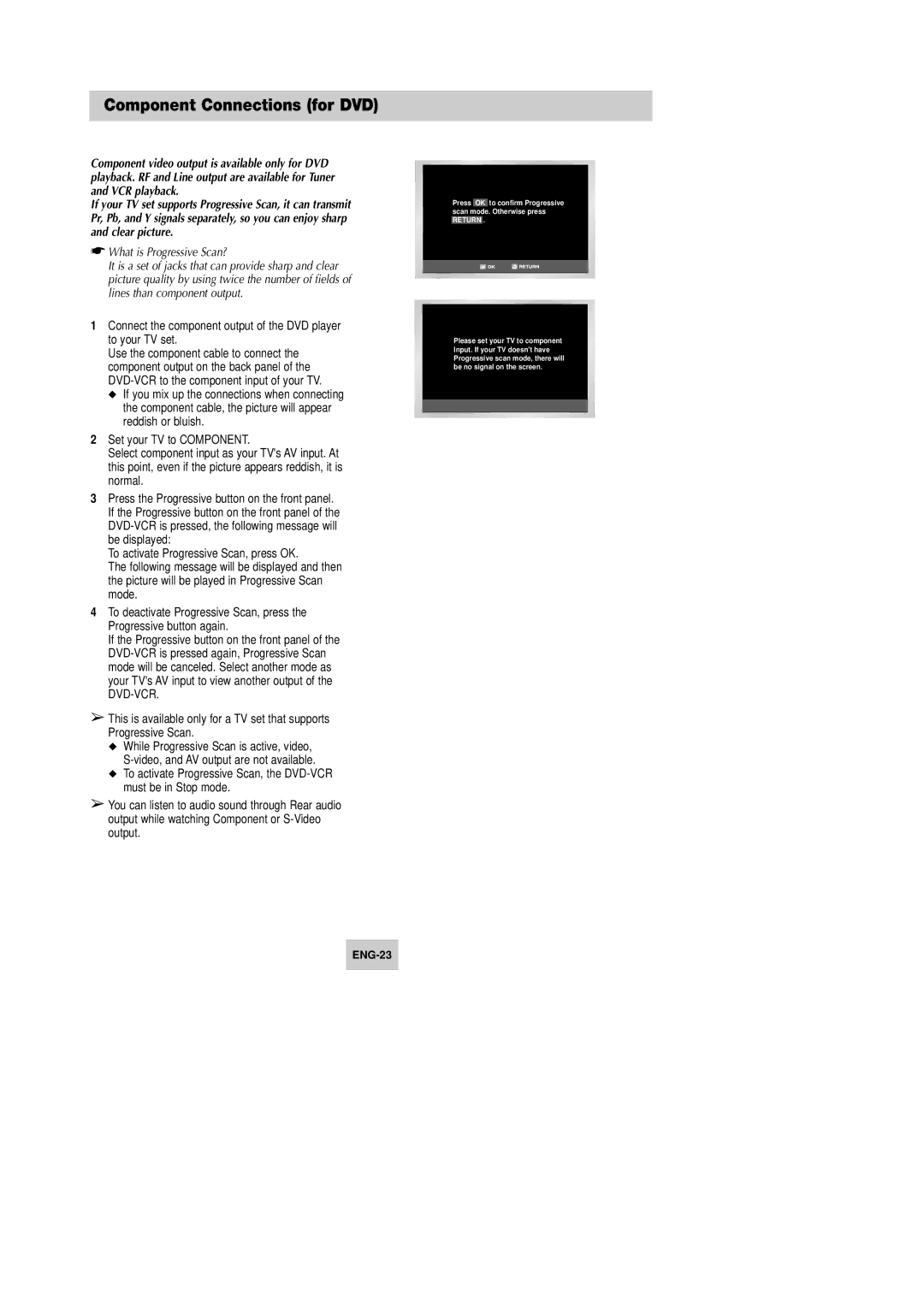 Samsung DVD-V645K, DVD-V642K instruction manual Component Connections for DVD, What is Progressive Scan? 