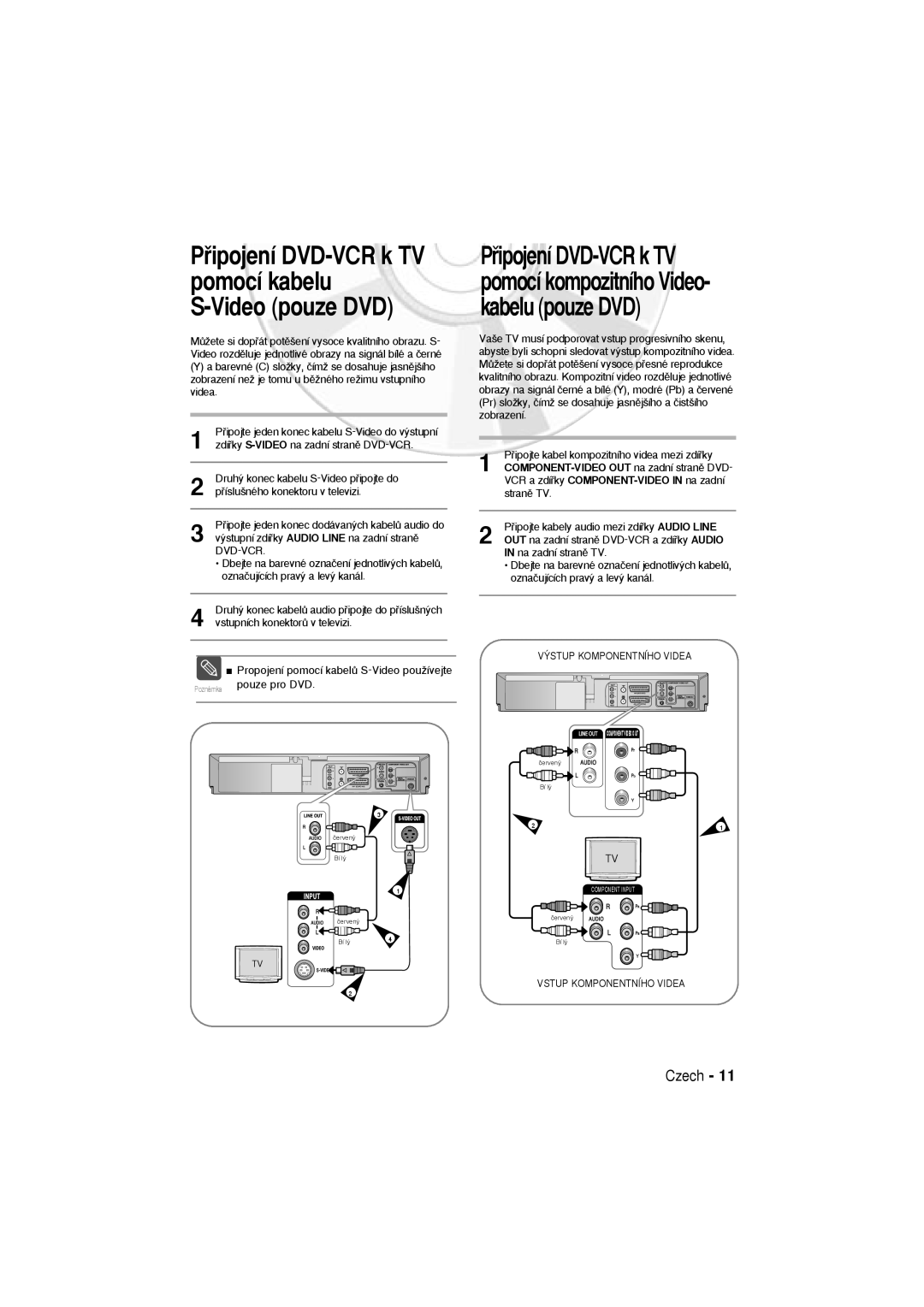 Samsung DVD-V5600 Pﬁipojení DVD-VCR k TV pomocí kabelu S-Video pouze DVD, ˘stupní zdíﬁky Audio Line na zadní stranû 