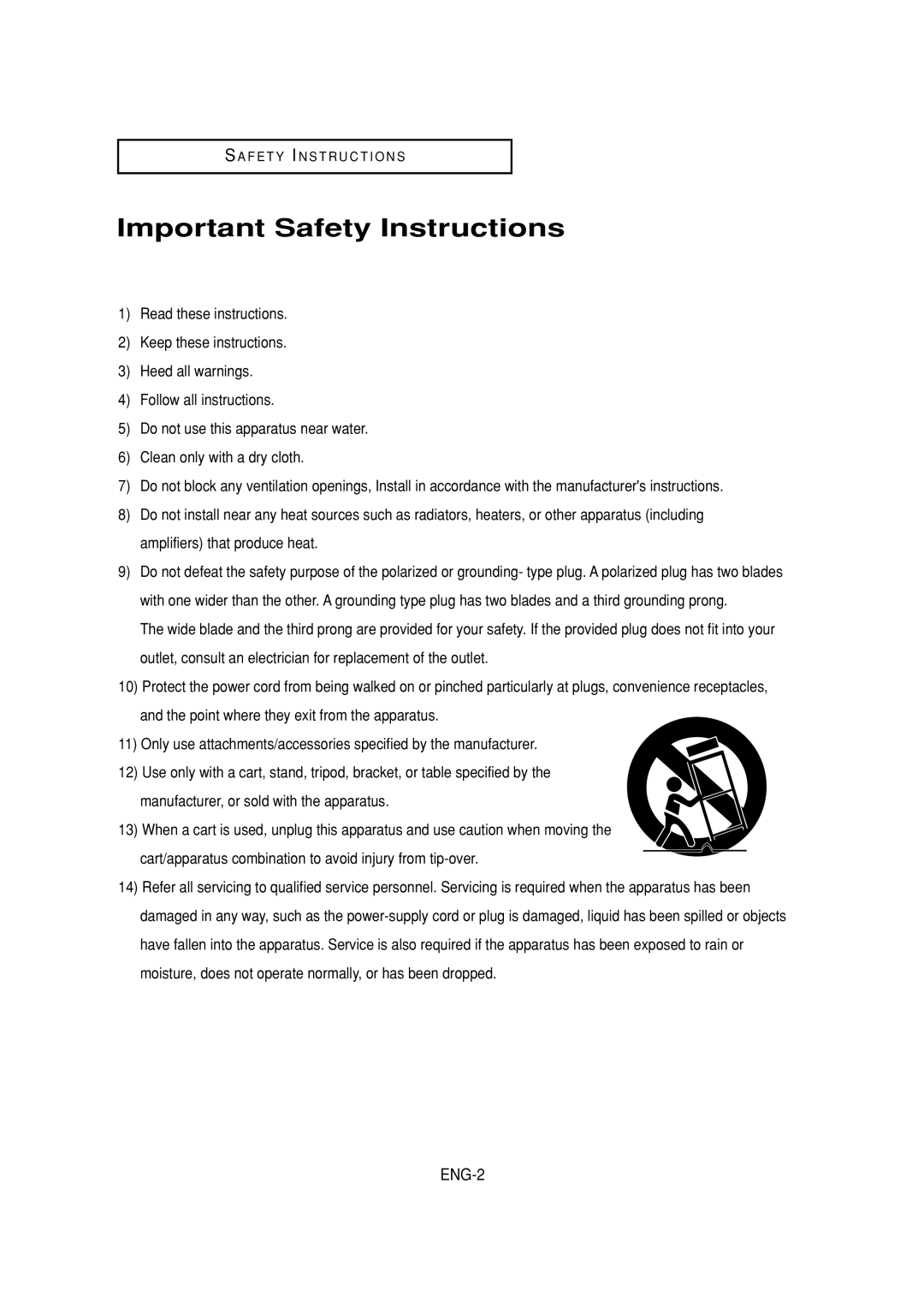 Samsung DVD-V6700 instruction manual Important Safety Instructions 