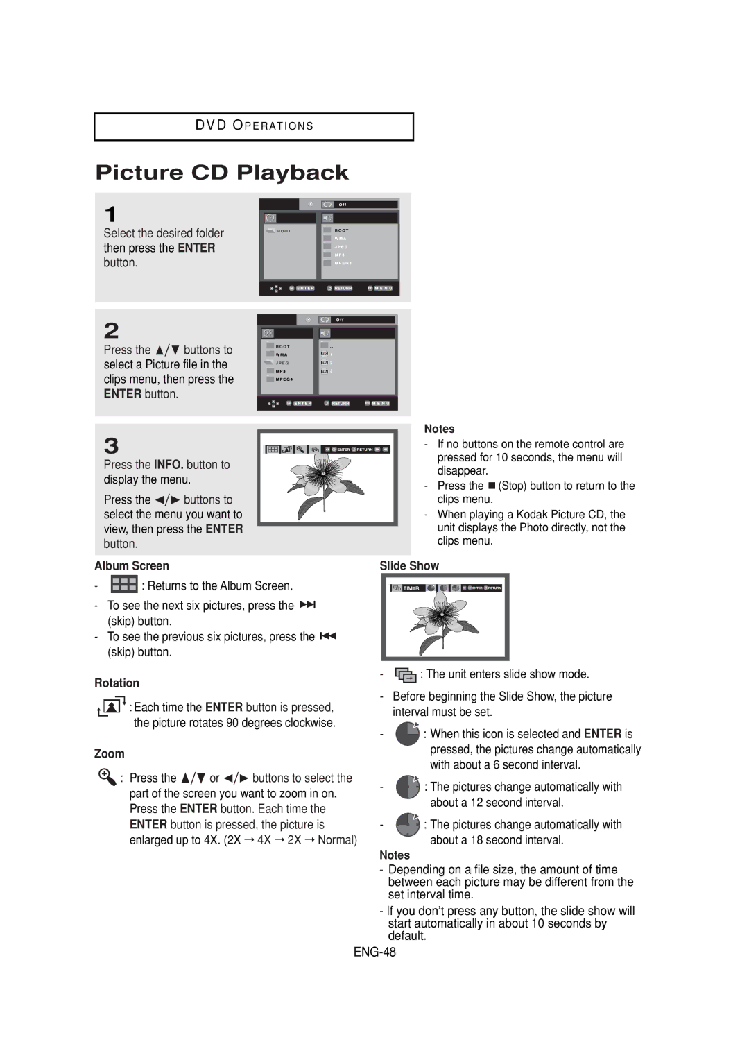 Samsung DVD-V6700 instruction manual Picture CD Playback, ENG-48 