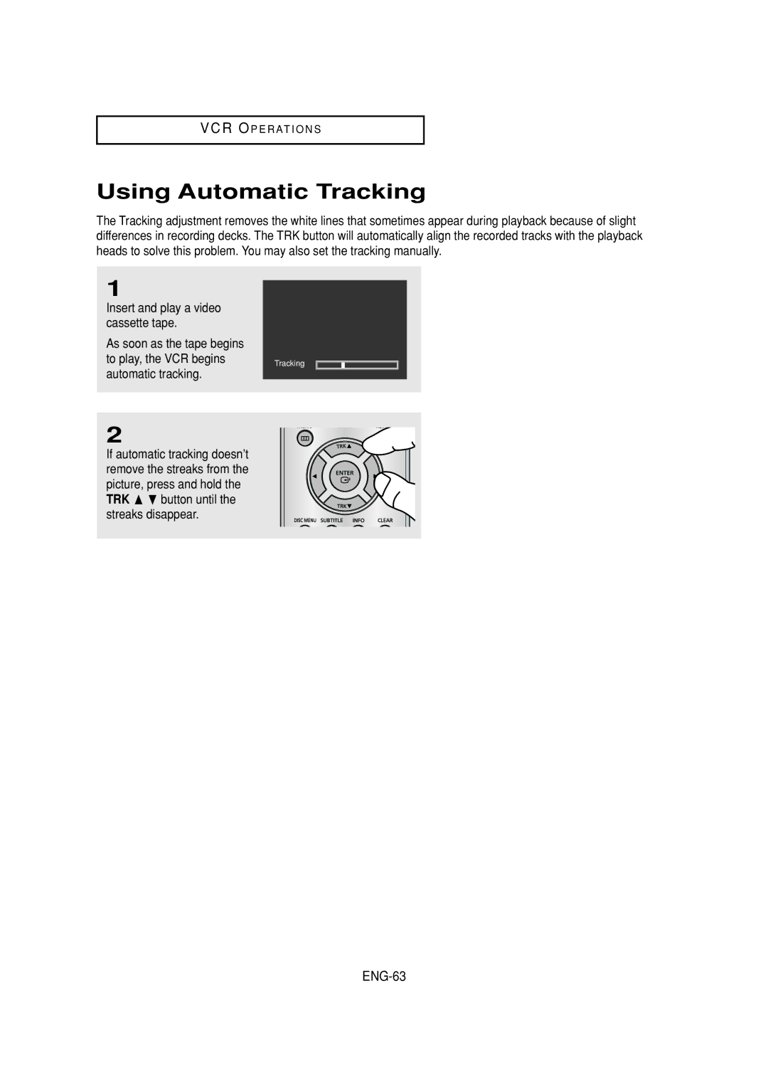 Samsung DVD-V6700 instruction manual Using Automatic Tracking, ENG-63 