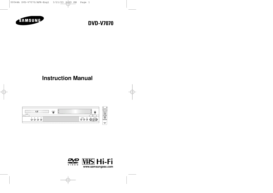 Samsung DVD-V7070 instruction manual 