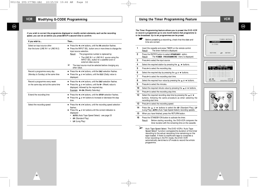 Samsung DVD-V77MS instruction manual If you wish to Then 