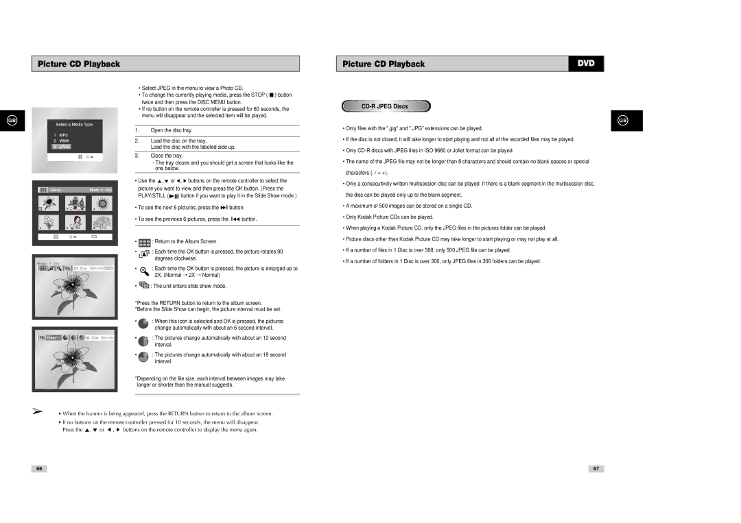 Samsung DVD-V70, DVD-V80, DVD-V85 instruction manual Picture CD Playback, CD-R Jpeg Discs 