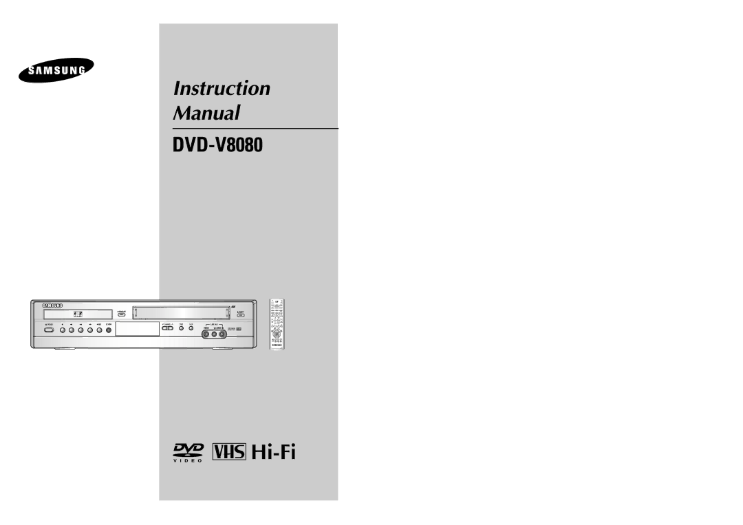 Samsung DVD-V8080 instruction manual Instruction Manual 