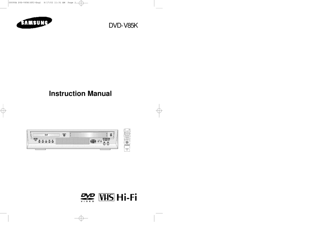 Samsung DVD-V85K instruction manual 