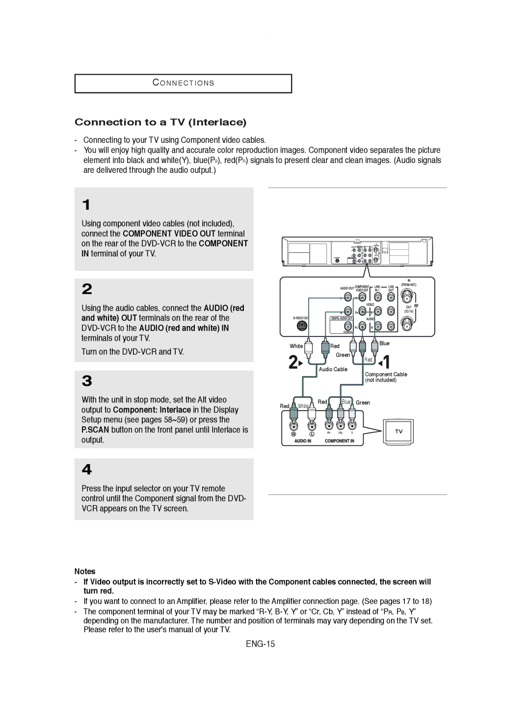 Samsung DVD-V8600 instruction manual Connection to a TV Interlace, ENG-15 