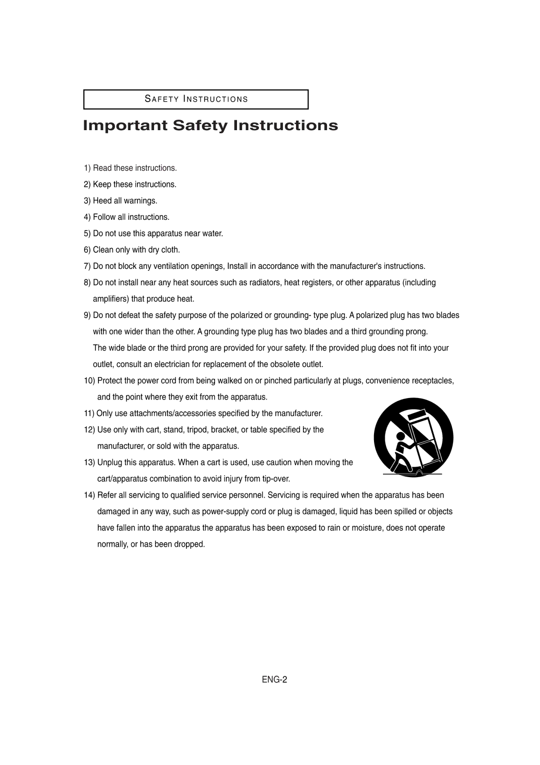 Samsung DVD-V8650 instruction manual Important Safety Instructions 