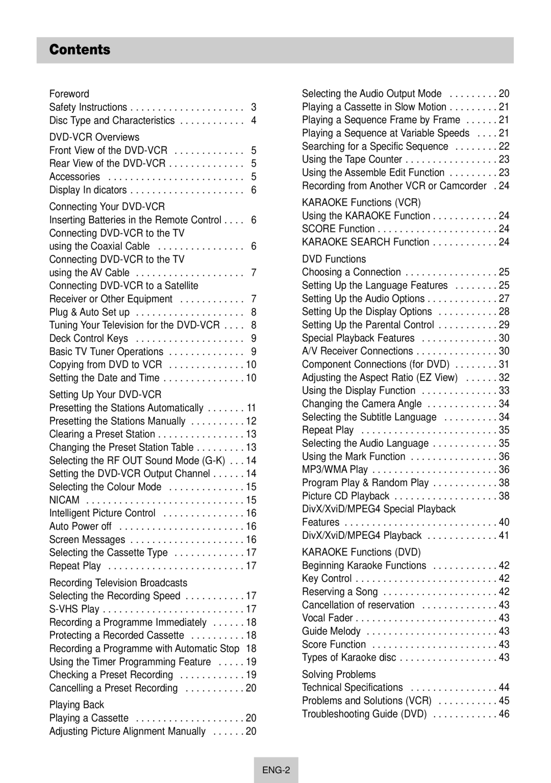 Samsung DVD-V940K instruction manual Contents 