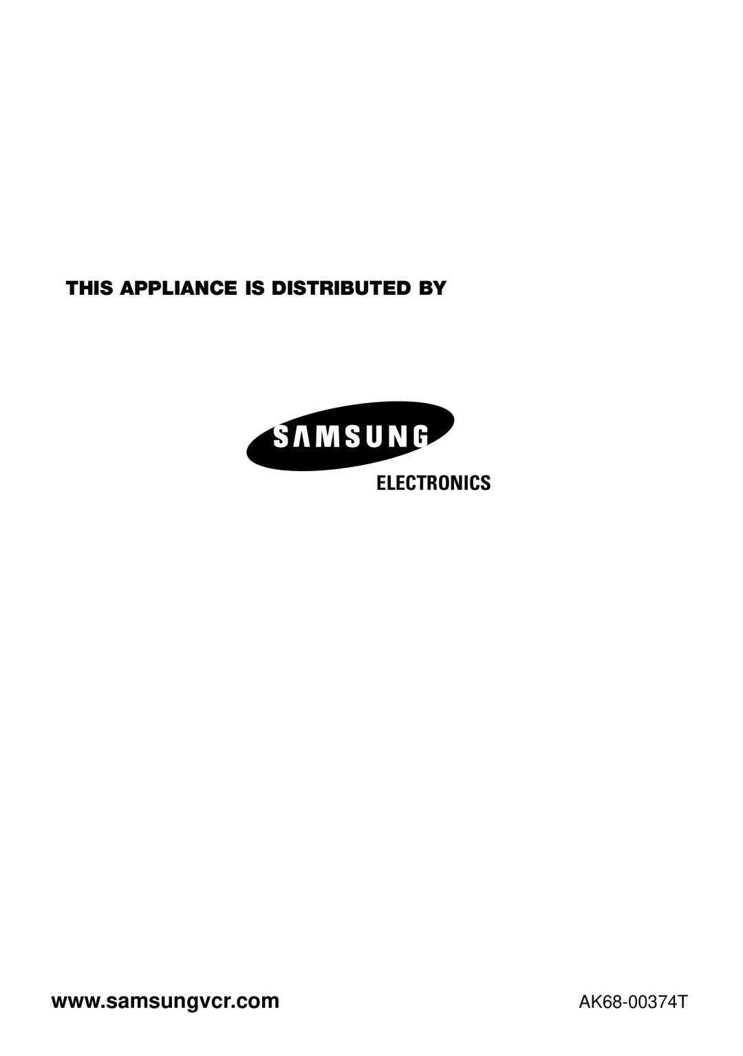 Samsung DVD-V940K instruction manual This Appliance is Distributed by Electronics 